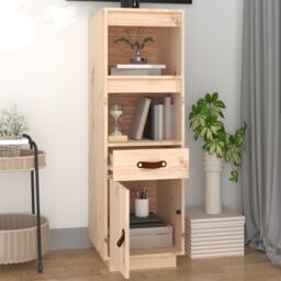 Berkfield Home Highboard 34x40x108, 5 cm Solid Wood Pine in Brown - thumbnail 3