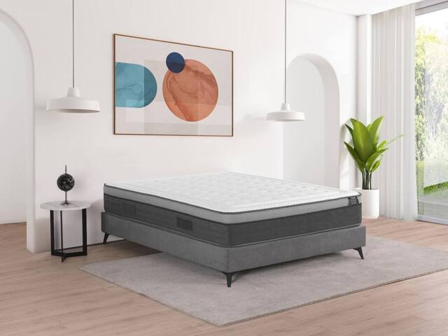 Vente-unique Mattress - 180 X 200 Cm - Hybrid 7-Zone Pocket Sprung & Memory Foam in White - Size: Double - image 1