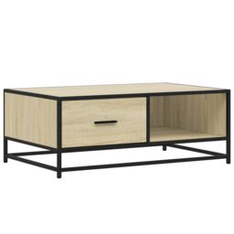Berkfield Home Coffee Table Sonoma Oak 90x57x35 cm Engineered Wood & Metal in Brown - Size: 90 x 57 x 35 cm - thumbnail 2