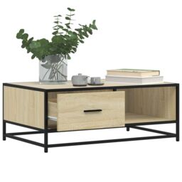 Berkfield Home Coffee Table Sonoma Oak 90x57x35 cm Engineered Wood & Metal in Brown - Size: 90 x 57 x 35 cm - thumbnail 4