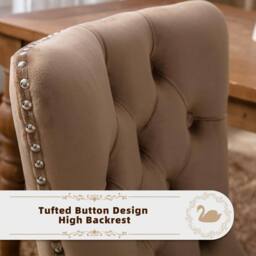 Modern Home Touch Romsey Set of 4 Velvet Upholstered Dining Chairs with Oak Legs & Knocker Ring Back in Brown - Size: 4 Pack - thumbnail 9