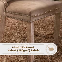 Modern Home Touch Romsey Set of 4 Velvet Upholstered Dining Chairs with Oak Legs & Knocker Ring Back in Brown - Size: 4 Pack - thumbnail 8