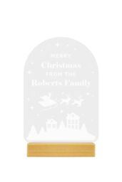 Personalised Memento Company Personalised Christmas Wooden Based LED Light in Light Brown - thumbnail 1