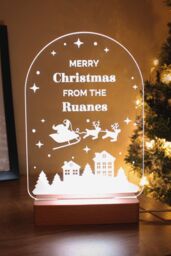 Personalised Memento Company Personalised Christmas Wooden Based LED Light in Light Brown - thumbnail 4