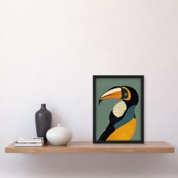 Artery8 Keel Billed Toucan Bird Portrait Vintage Illustration Artwork Framed Wall Art Print A4 in Black - thumbnail 2