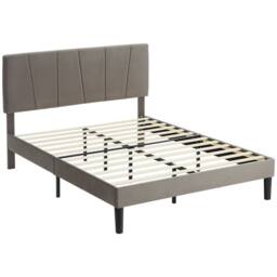STILVORA Bed Frame 4ft6 Double with upholstered grey fabric - thumbnail 4