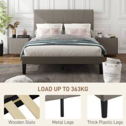STILVORA Bed Frame 4ft6 Double with upholstered grey fabric - thumbnail 5