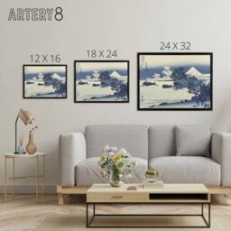 "Artery8 Hokusai Beach Of Shichirigahama Framed Canvas Japanese Wall Art Print - Size: W12"" x H16""" - thumbnail 4