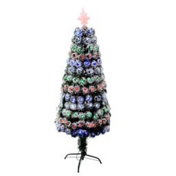 Shatchi 6Ft/180cm Frosted Tips 8 Modes Fibre Optic Christmas Tree LED Pre-Lit in Green - Size: 6ft - thumbnail 4