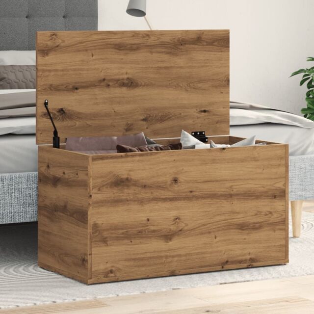 Berkfield Home Storage Chest Artisan Oak 84x42x46 cm Engineered Wood in Brown - Size: 84 x 42 x 46 cm - image 1