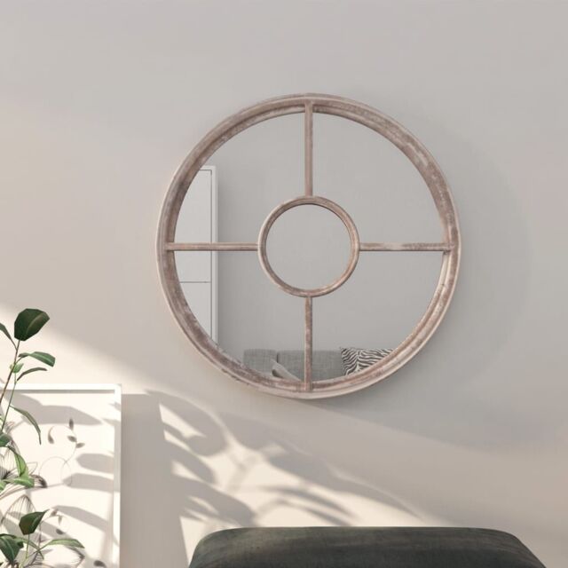Berkfield Home Mirror Sand 60x4 cm Iron Round for Indoor Use in Beige - image 1
