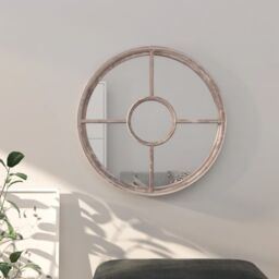 Berkfield Home Mirror Sand 60x4 cm Iron Round for Indoor Use in Beige
