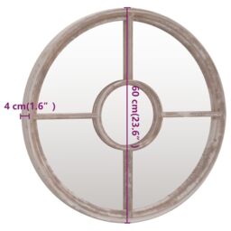 Berkfield Home Mirror Sand 60x4 cm Iron Round for Indoor Use in Beige - thumbnail 6