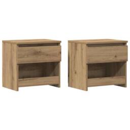 Berkfield Home Bedside Cabinets 2 pcs Artisan Oak 40x30x39 cm Engineered Wood in Brown - Size: 40 x 30 x 39 cm - thumbnail 1