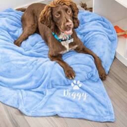 Duncan Stewart Personalised Dog Blanket Throw in Light Blue - thumbnail 1