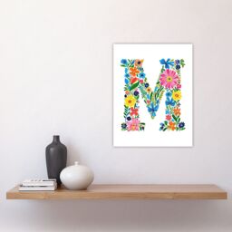 "Artery8 Women's Wall Art Print Letter M in Bright Colourful Flowers Spring Garden Floral Word Art For Her Poster - Size: W24"" x H32""" - thumbnail 4