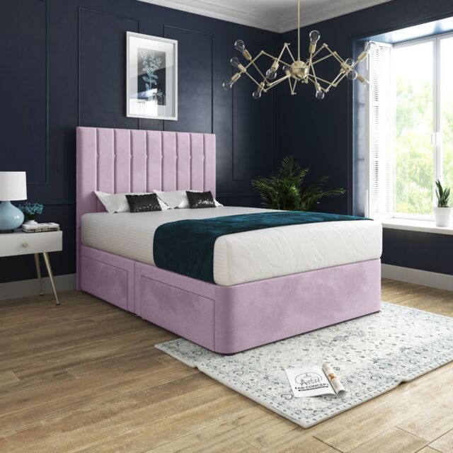 Casani Marcelo Upholstered Soft Velvet Bed Frame in Pink - Size: Single - image 1