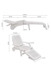 H&O Direct Foldable Outdoor Lounge Chair Recliner with Wheels in White - thumbnail 6