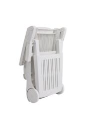 H&O Direct Foldable Outdoor Lounge Chair Recliner with Wheels in White - thumbnail 5