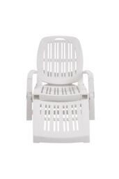 H&O Direct Foldable Outdoor Lounge Chair Recliner with Wheels in White - thumbnail 4