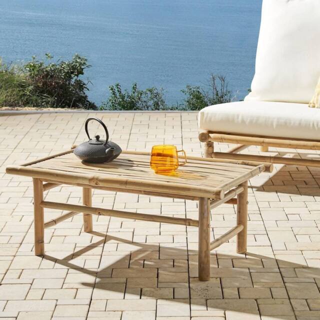 Wyld and Coco Bamboo Coffee Table 80 x 45 cm - Light Rustic Wood in Brown - image 1