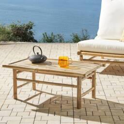 Wyld and Coco Bamboo Coffee Table 80 x 45 cm - Light Rustic Wood in Brown - thumbnail 1