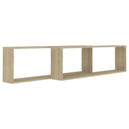 Berkfield Home Wall Cube Shelf 2 pcs Sonoma Oak 100x15x30 cm Engineered Wood in Light Brown - Size: 100 x 15 x 30 cm - thumbnail 4