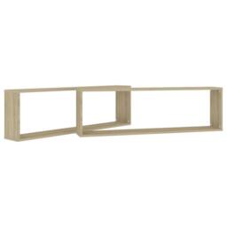 Berkfield Home Wall Cube Shelf 2 pcs Sonoma Oak 100x15x30 cm Engineered Wood in Light Brown - Size: 100 x 15 x 30 cm - thumbnail 5