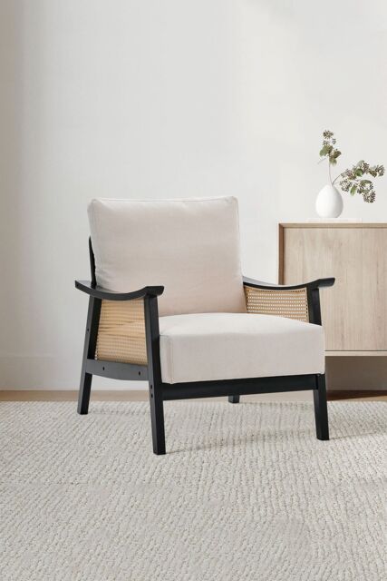 Living and Home Mid Century Rattan ArmChair in Beige - image 1