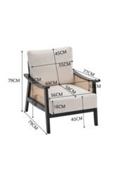 Living and Home Mid Century Rattan ArmChair in Beige - thumbnail 6