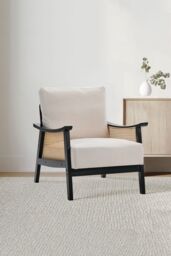 Living and Home Mid Century Rattan ArmChair in Beige - thumbnail 1