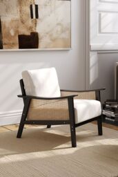 Living and Home Mid Century Rattan ArmChair in Beige - thumbnail 2