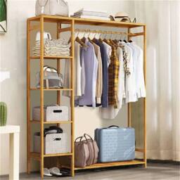 EONLION Clothes Rail Open Wardrobe Corner Cabinet in Natural - Size: 500mm - thumbnail 5