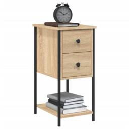 Berkfield Home Bedside Cabinets 2 pcs Sonoma Oak 32x42x70 cm Engineered Wood in Light Brown - Size: 32 x 42 x 70 cm - thumbnail 4