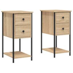 Berkfield Home Bedside Cabinets 2 pcs Sonoma Oak 32x42x70 cm Engineered Wood in Light Brown - Size: 32 x 42 x 70 cm - thumbnail 1