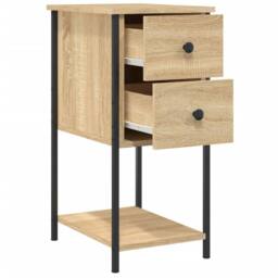 Berkfield Home Bedside Cabinets 2 pcs Sonoma Oak 32x42x70 cm Engineered Wood in Light Brown - Size: 32 x 42 x 70 cm - thumbnail 6