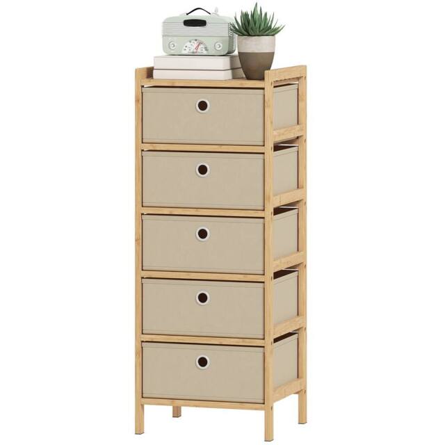 HOMCOM Chest of Drawers, Drawers Dresser with Bamboo Frame in Cream - Size: 70 cm - image 1