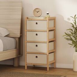 HOMCOM Chest of Drawers, Drawers Dresser with Bamboo Frame in Cream - Size: 70 cm - thumbnail 2