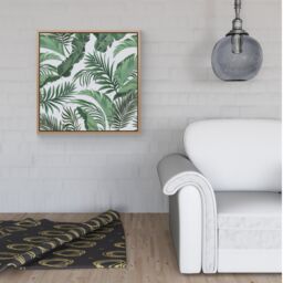 Warren Reed - Designer Trendy Tropical Leaves Framed Canvas in Light Brown - Size: w40 inch x h40 inch - thumbnail 2