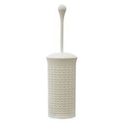 JVL Loop Toilet Brush & Rectangular Lidded Bin in White - thumbnail 4