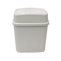 JVL Loop Toilet Brush & Rectangular Lidded Bin in White - thumbnail 2