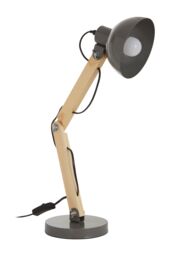 Orsina Ambiant Wood & Metal Table Lamp, Versatile Bedside Table Lamp, Modern Rustic Livingroom Table Lamp in Grey - thumbnail 2