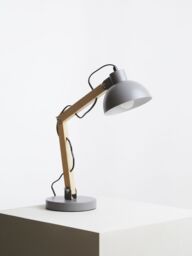 Orsina Ambiant Wood & Metal Table Lamp, Versatile Bedside Table Lamp, Modern Rustic Livingroom Table Lamp in Grey - thumbnail 3