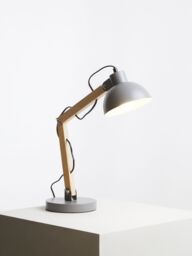 Orsina Ambiant Wood & Metal Table Lamp, Versatile Bedside Table Lamp, Modern Rustic Livingroom Table Lamp in Grey - thumbnail 4