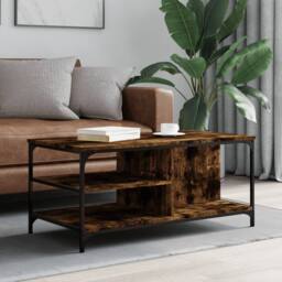 Berkfield Home Decorative Coffee Table Smoked Oak 100x50x45 cm Engineered Wood in Brown - Size: 100 x 50 x 45 cm - thumbnail 2