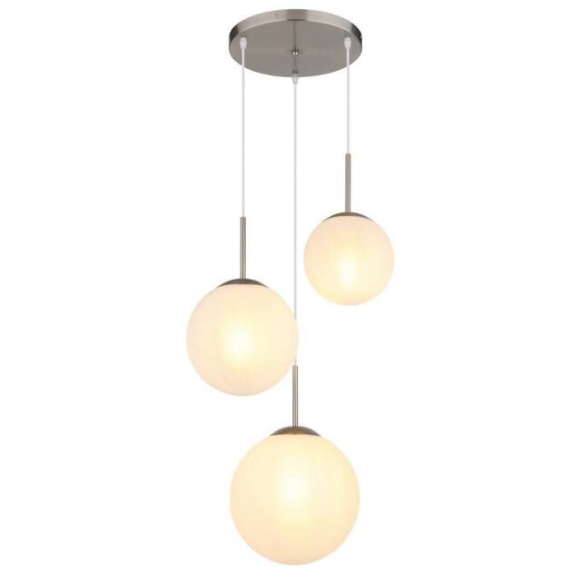 Netlighting Kop Cluster Pendant Nickel Balls Alabaster Optic Glass Shade 3x E27 in Grey - image 1