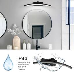 COMELY Indoor Wall Lights, 8W Bathroom Wall Lights, IP44 Waterproof, Cold White in Black - thumbnail 4