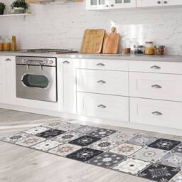 The Rug Shop UK Grey Cream Natural Modern Floral Geometric Easy to Clean Mat - Size: 50 cm x 75 cm - thumbnail 2