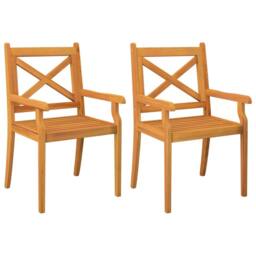 Berkfield Home Outdoor Dining Chairs 2 pcs Solid Wood Acacia in Brown - thumbnail 2