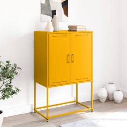 Berkfield Home Highboard Mustard Yellow 68.5x38.5x107 cm Steel - thumbnail 3